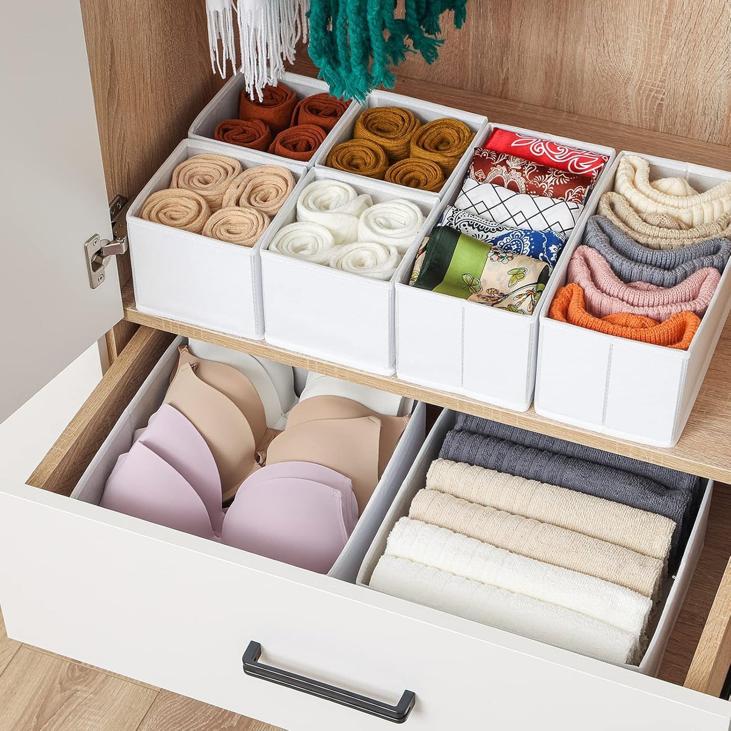3-Piece Fabric Foldable Drawer Organizer Set